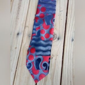 Men's Vintage Beau Geste Abstract Necktie Tie Red & Blue